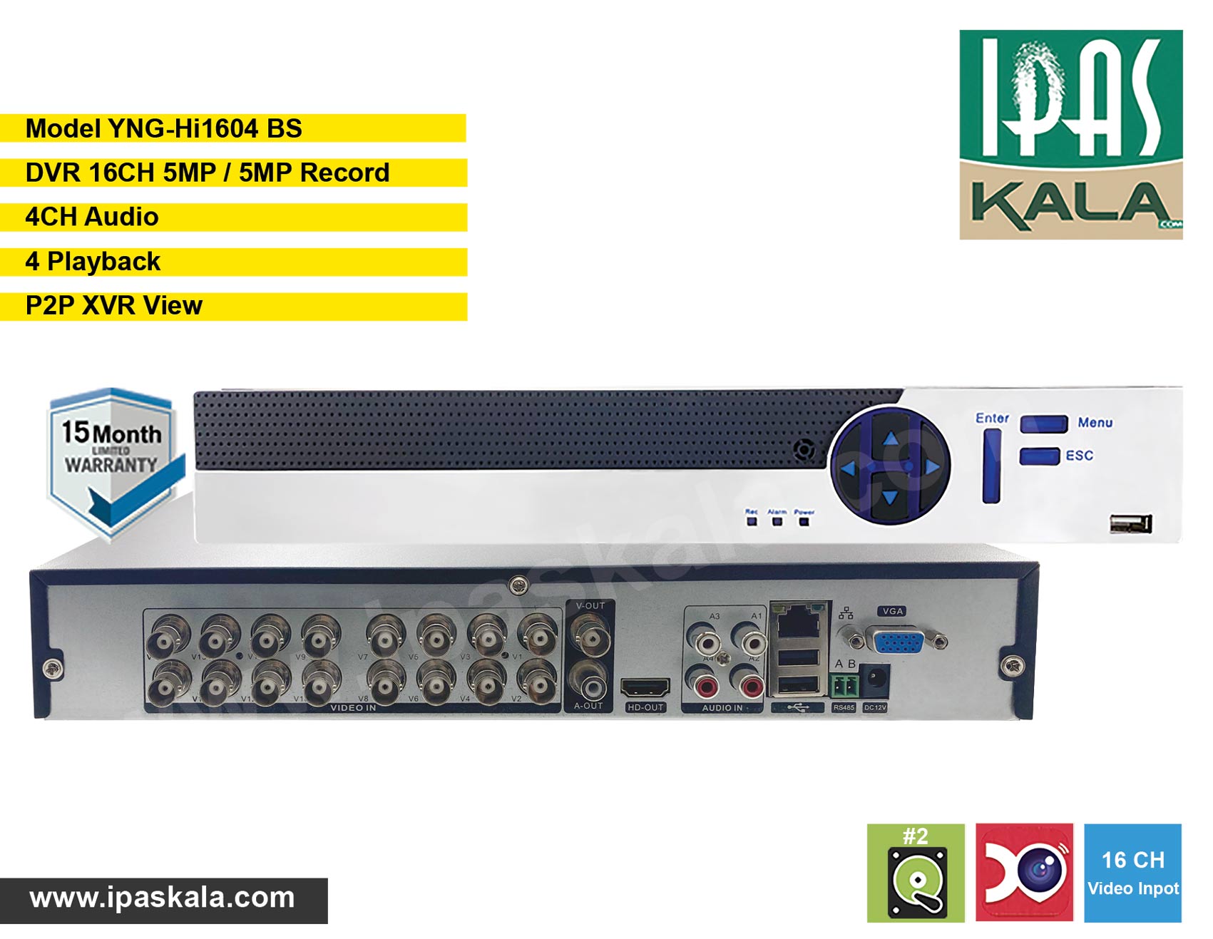 DVR YNG-Hi1604 BS - دستگاه DVR 16CH فرانگر الکترونیک