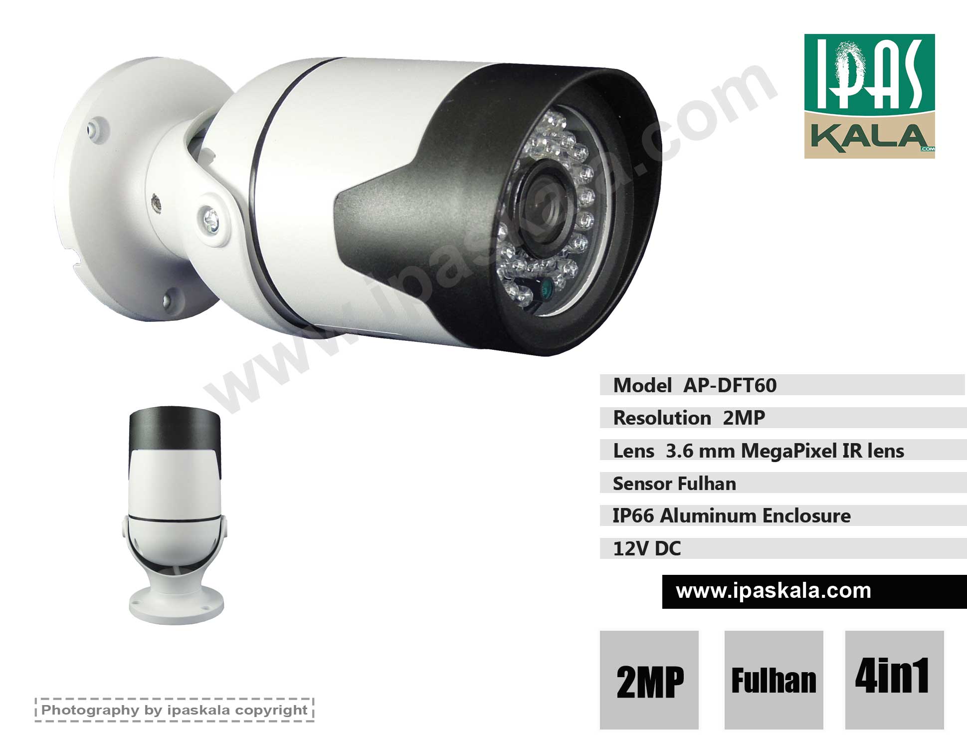 دوربین مداربسته AHD - بولت 2مگا پیکسل - مدل AP_ DFT60