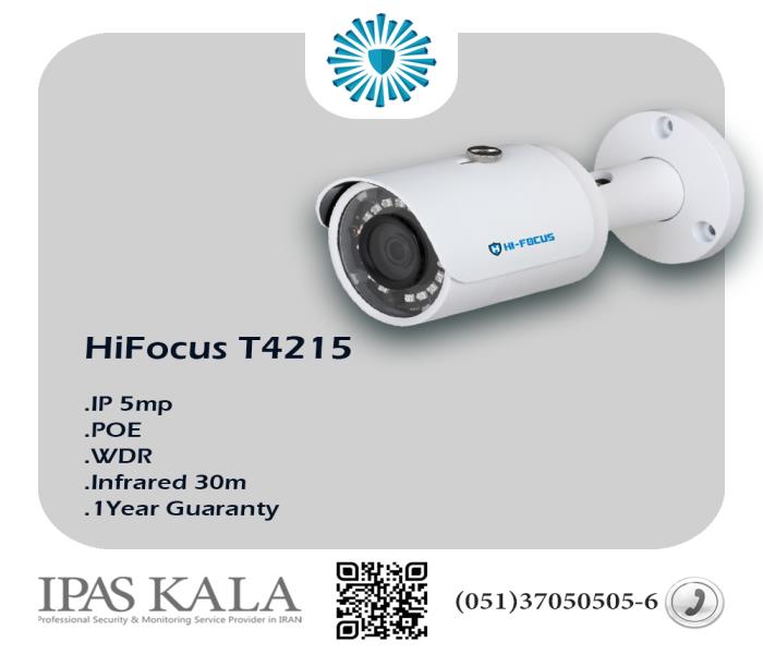 دوربین مداربسته تحت شبکه- بولت 5مگا پیکسل POE- مدل HiFocus T4215