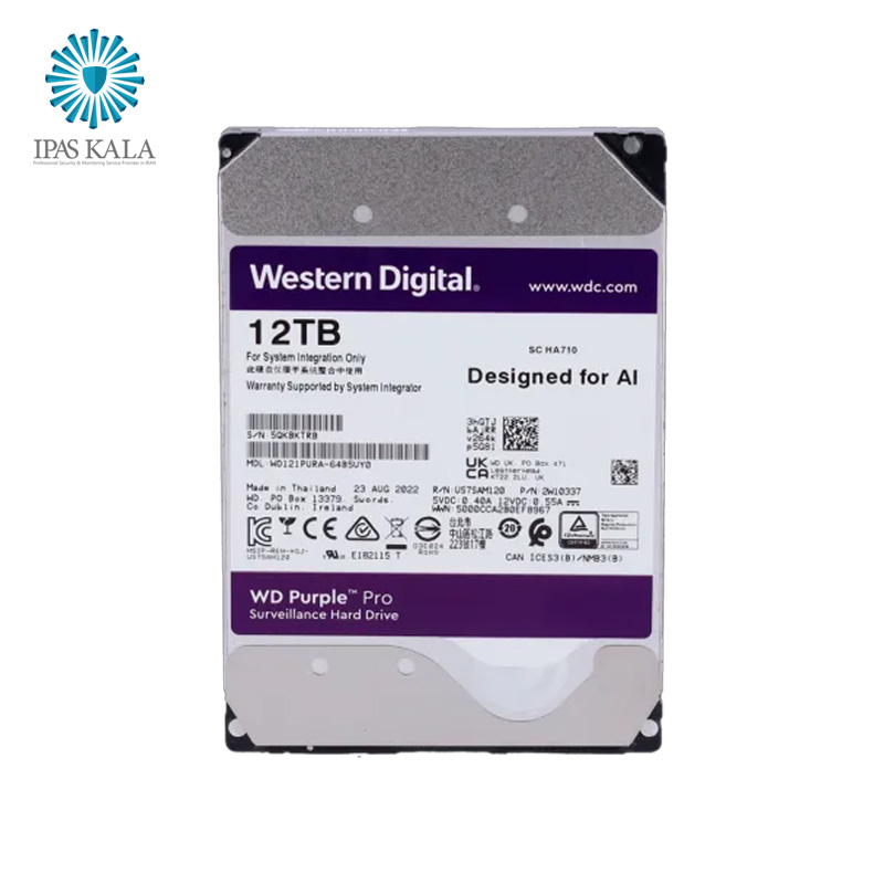 هارددیسک اینترنال وسترن دیجیتال مدل Purple WD121pura ظرفیت 12 ترابایت گارانتی پارس ارتباط