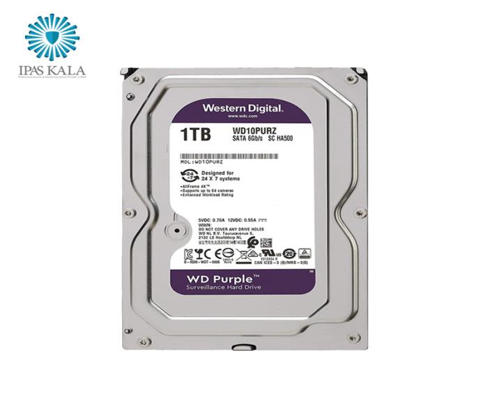هارددیسک اینترنال وسترن دیجیتال مدل Purple WD10purz ظرفیت 1ترابایت گارانتی پارس ارتباط